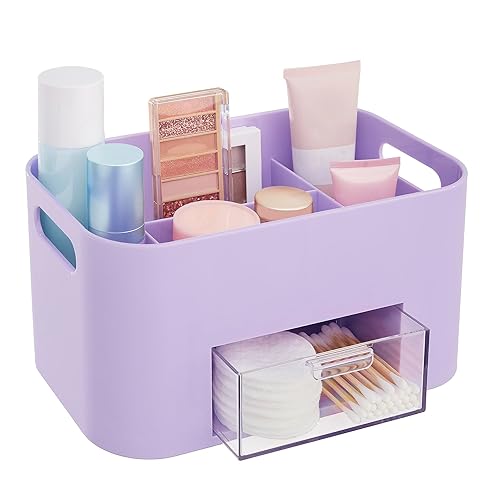 STORi Bliss Lilac Purple Makeup Organizer for Countertop, Divided Bathroom Organizer & Storage Drawer, Makeup Brush Holder, Cosmetic & Nail Polish Organizer, Made in USA - Lilac