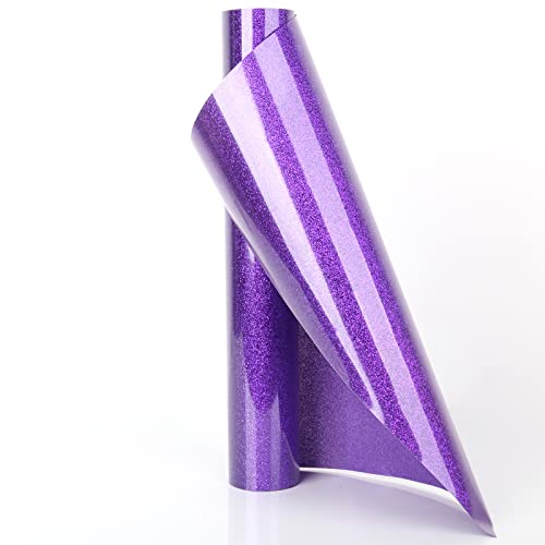 YURROAD 40 X 12 Inches Purple Glitter HTV Iron on Vinyl Heat Transfer Vinyl Bundle Plotter Film Textile Transfer Film for DIY T-Shirts Clothes Hats or Other Fabrics - Purple - Purple