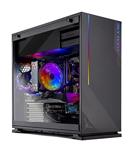 Skytech Azure Gaming PC Desktop - AMD Ryzen 5 5600X 3.8GHz, RTX 3070 8GB, 16GB 3200, 1TB NVME SSD, 650W Gold PSU, Windows 10 Home 64-bit, Black - 5600X | 3070