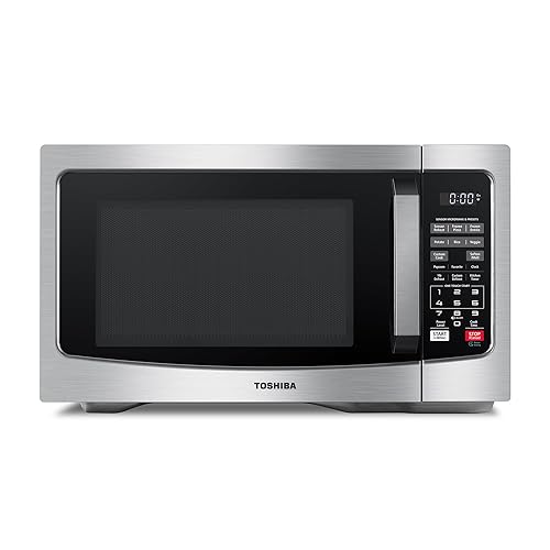 TOSHIBA EM131A5C-SS Countertop Microwave Ovens 1.2 Cu Ft, 12.4" Removable Turntable Smart Humidity Sensor 12 Auto Menus Mute Function ECO Mode Easy Clean Interior, 1100W, Silver - 1.2 Cu.Ft. Silver
