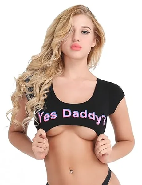 DeSeeni Sexy Short Sleeve Crop Top for Women Solid Scoop Neck Mini T-Shirts Vest Tank - One Size - A-black