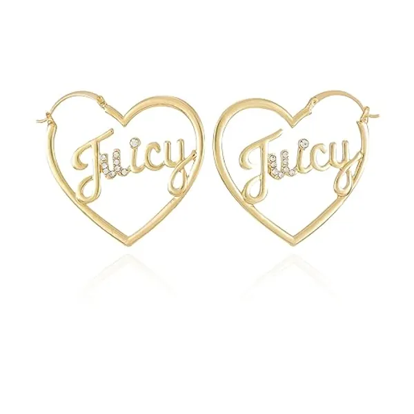 Juicy Couture Goldtone Logo Heart Hoop Earrings