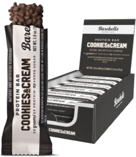 Barebells Protein Bars Cookies & Cream - 12 Count, 1.9oz Bars - Protein Snacks with 20g of High Protein - Low Carb Protein Bar with No Added Sugar - Perfect on The Go Low Carb Snack & Breakfast Bars - Cookies And Cream 12 Count (Pack of 1)