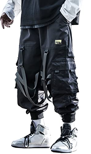 MOKEWEN Men's Streetwear Hiphop Punk Jogger Motorcycle Novelty Cargo Ankle Pants - 3X-Large - M0008