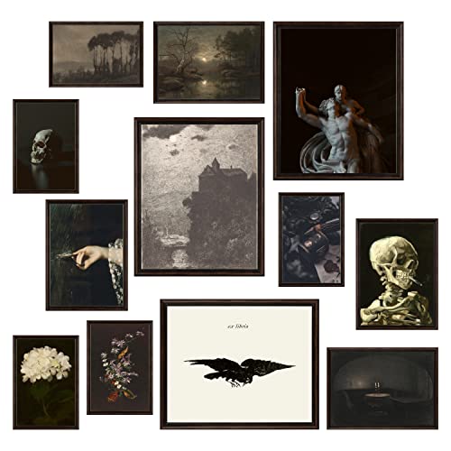 97 DECOR Dark Academia Room Decor - Gothic Home Decor, Moody Halloween Decor, Dark Academia Aesthetic Pictures, Creepy Posters Goth Art Prints, Edgy Witchy Gallery Wall Art for Dorm Bedroom (UNFRAMED) - Dark Academia Gallery