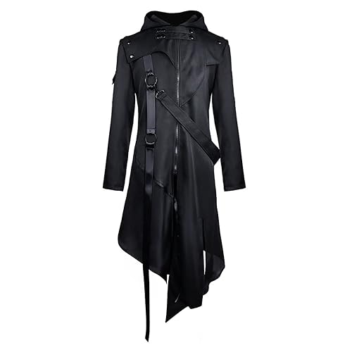 Drofe Retro Victorian Steampunk Medieval Jacket Coat Gothic Costume Halloween - Black - XX-Large