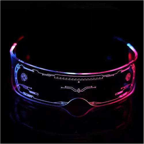 LED Glasses for Halloween Party, USB Rechargeable Futuristic Cyberpunk Light Up Sunglasses with Bilateral Controllable - Usb Rechargeable Model