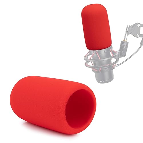 YOUSHARES Mic Windscreen for HyperX QuadCast Microphone, Professional Hyperx QuadCast Pop Filter, Foam Mic Covers Improve Recording Quality - Red Mic Cover