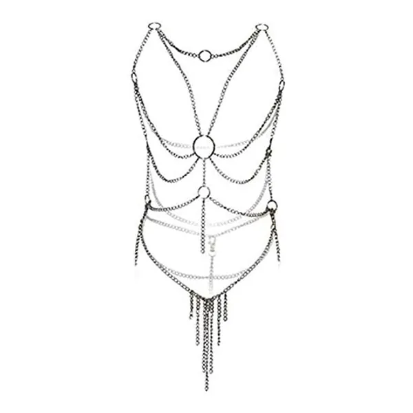                              Enticing Tassel Body Harness Metal Chain                     