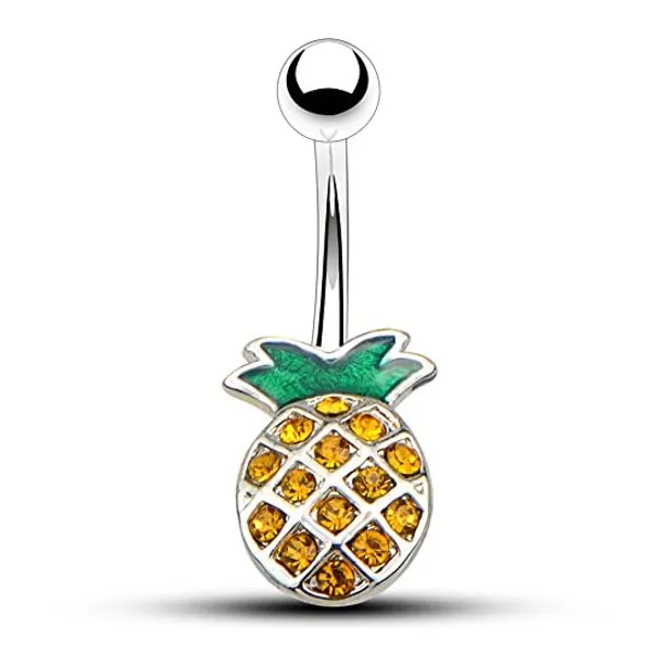 
                            OUFER 14G Surgical Steel Pineapple Navel Rings Belly Button Rings Belly Piercings
                        