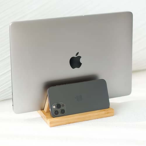 ROCDEER Vertical Laptop Stand Holder - Adjustable Holder and Dock 0.01" to 1.18", Fits All MacBook/Surface/Samsung/HP/Dell/Chrome Book, Natural Bamboo - Natural Bamboo