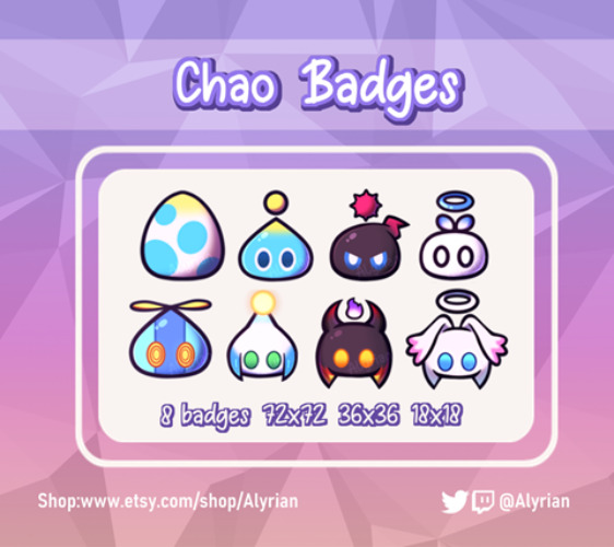 8 Chao badges for Twitch [pre-made] - Alyrian's Ko-fi Shop