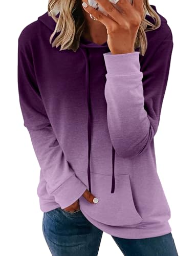 onlypuff Women's Pullover Hoodies Teen Girls Trendy Fall Fashion Tops Hooded Sweatshirts - X-Large - Ombre