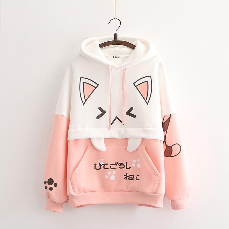 Japanese Anime Cat Hoodie | Lightweight Pink