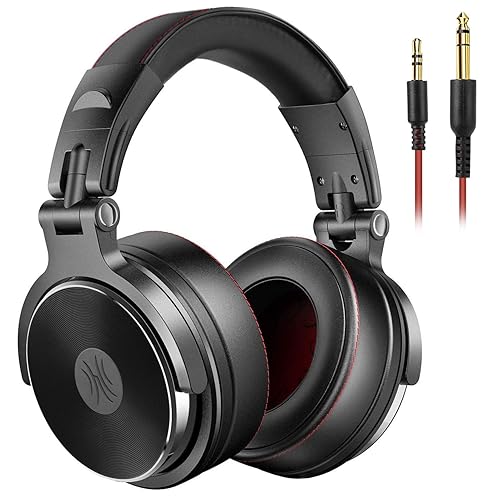 OneOdio Hi-Res Over Ear Headphones for Studio Monitoring and Mixing, Sound Isolation, Protein Leather Earcups, 50mm Driver Unit, Wired Headphones for AMP Guitar Keyboard (Pro-50 Black) - Over-Ear-Headphones - Black