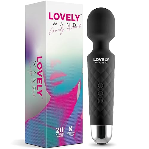 Vibrator by Lovely Wand - Powerful Personal Wand Massager for Women - Water-Resistant, Wireless, Handheld - 20 Vibration Modes & 8 Speeds - Adult Sex Toy, G Spot Stimulation, Dildo, Vibrator (Black) - Black