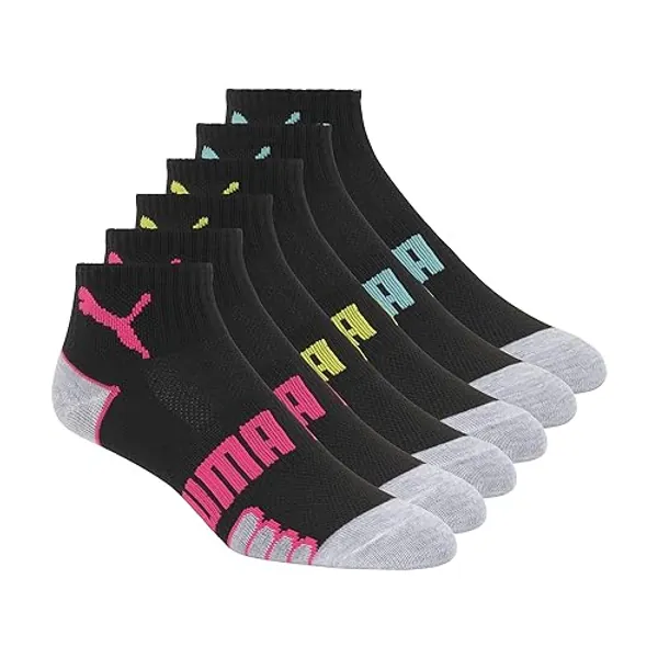PUMA Women's 6 Pack Quarter Crew Socks - 9-11 - Black
