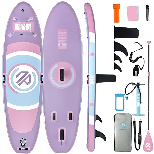 Niphean Inflatable Paddle Board with Stable Wing and Durable SUP Accessories, 10’ Inflatable Stand up Paddle Boards for Adults & Youth, Versatile Yoga Paddle Board - Lavender Whispers