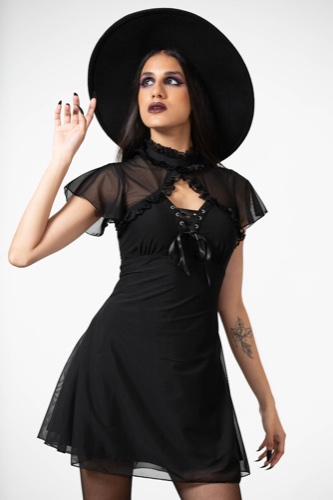 Hauntilda Keyhole Dress | M / Black / 92% Polyester 8% Elastane