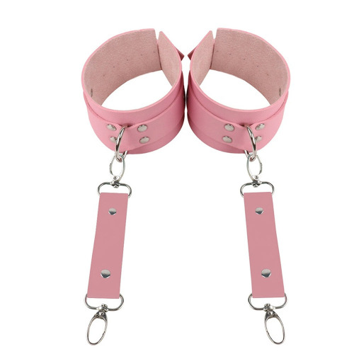 Leather Body Restraints Set - Pink Handcuffs / S