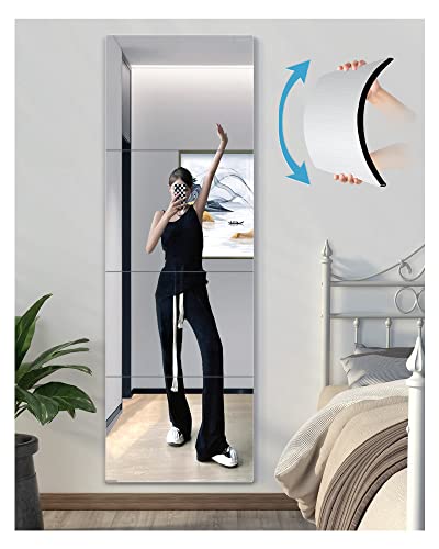 Shatterproof Wall Mirror Full Length for Bedroom, Plexiglass Gym Mirrors For Home, Extra Thick: 1/8 inch, 12 x12 inch x 4 Pcs, Workout Mirrors Safe for Kids, Over The Door, Long Wall Mounted - 4 Pack,12"x12"