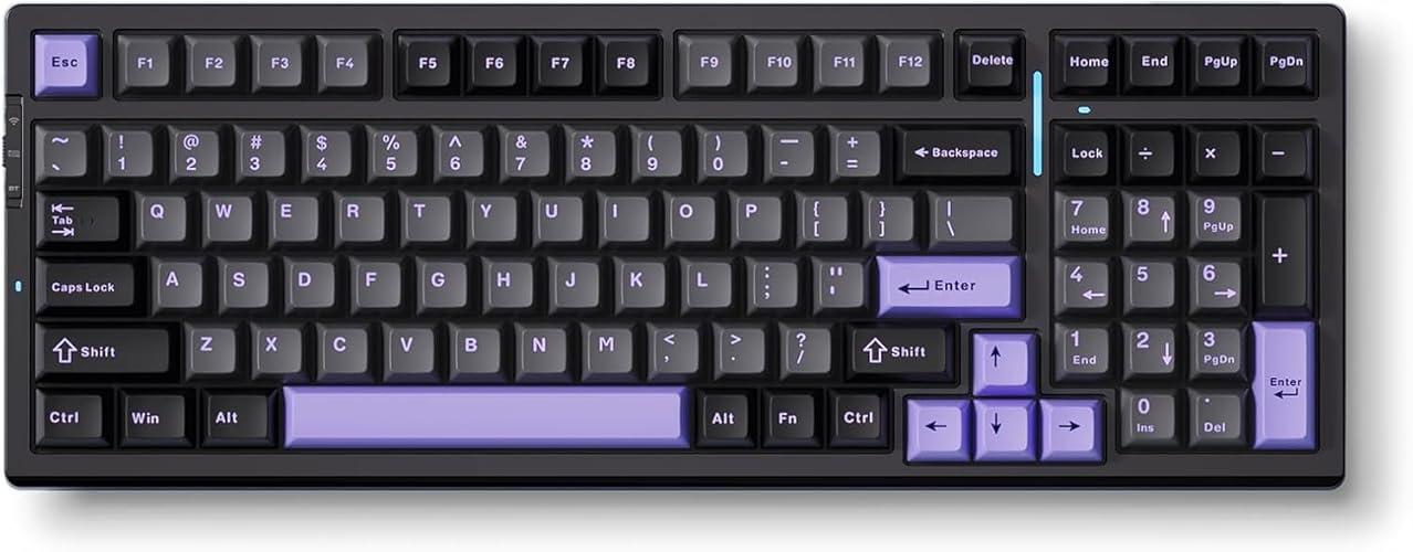 MCHOSE G98 PRO Wireless Mechanical Keyboard, Tri-Mode Connection Gaming Keyboard, Hot Swappable Custom Gasket Structure, Pre-lubed Linear Switches, Double Shot PBT Keycaps RGB LED Backlit Purple&Black - Purple&Black
