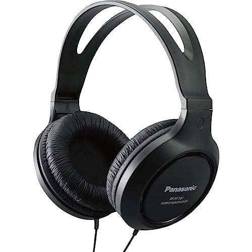 Panasonic Headphones, Lightweight Over the Ear Wired Headphones with Clear Sound and XBS for Extra Bass, Long Cord, 3.5mm Jack for Phones and Laptops – RP-HT161-K (Black) - Over Ear - No Mic