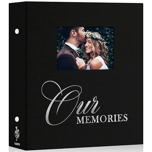 Lanpn Photo Albums 4x6 600 Pockets Slip in, OURMEMORIES Large Capacity Linen Hardcover Window Photo Book Photobook Holds 600 horizontal Vertical Photos (Black) - 600 Photos - Black