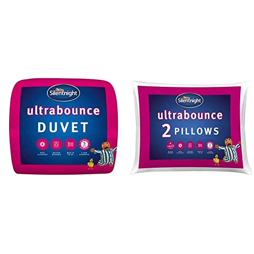 Silentnight Ultrabounce 10.5 Tog Double Duvet - Double & Ultrabounce Pack of 2 Pillows - Pair of Medium Support Hotel Bed Pillows Hypoallergenic Machine Washable - 2 Pack - Double - + Pillows
