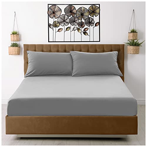 Microfiber Fitted Sheet Double - Plain Dyed Bedding Sheet - Grey Bottom Bed Sheet - Double - Grey