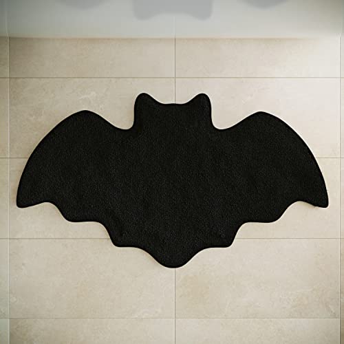 WITTIZA Halloween Bat Bath Mat - Rugs Decor Bats Bathroom Rug Decoration Black Gothic Gift Goth Gifts Set Room Decorations Spooky Witch Witchy Home Batman Cute Door Mats