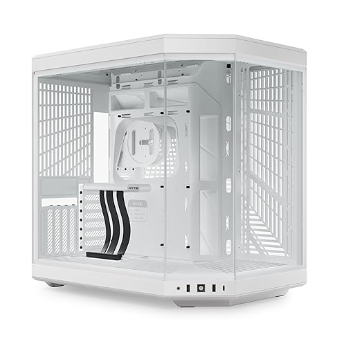 HYTE Y70 Upgraded Modern Aesthetic Dual Chamber Panoramic Tempered Glass Mid-Tower ATX Computer Gaming Case with PCIE 4.0 Riser Cable Included, Snow White (CS-HYTE-Y70-WW)