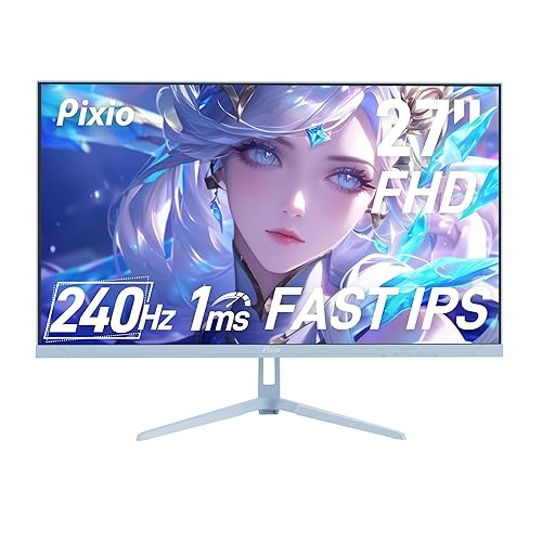 Pixio PX279 Wave Blue 27 inch 240Hz Refresh Rate FHD 1080p Resolution Fast IPS Panel 1ms GTG Resonse Time Gaming Monitor with Adaptive Sync - 27 inch - 240Hz 1080p - Blue