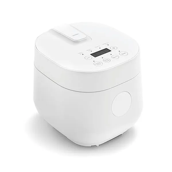 GreenLife 4-Cup Digital Rice Cooker, PFAS & PFOA-Free Removable Ceramic Dishwasher Safe Pot, Healthy Cooking Oats Grains & More, Auto Presets, Touch-screen, Delay & Keep Warm, Paddle Included, White