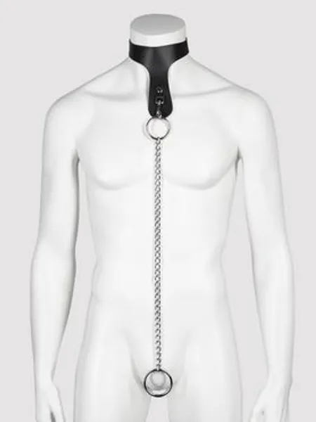 DOMINIX Deluxe Leather Collar with Cock Ring