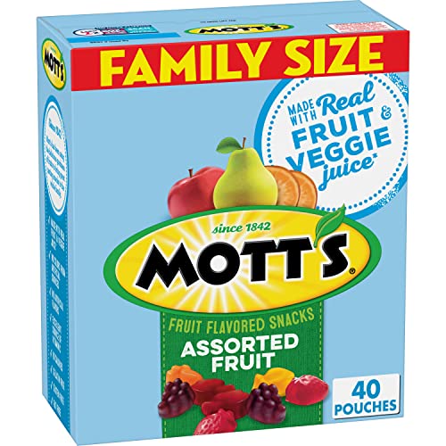 Mott's Fruit Flavored Snacks, Assorted Fruit, Kids Snacks, Back to School Snacks, Family Pack, 40 Pouches, 32 oz - Assorted Fruit - 40 Count (Pack of 1)