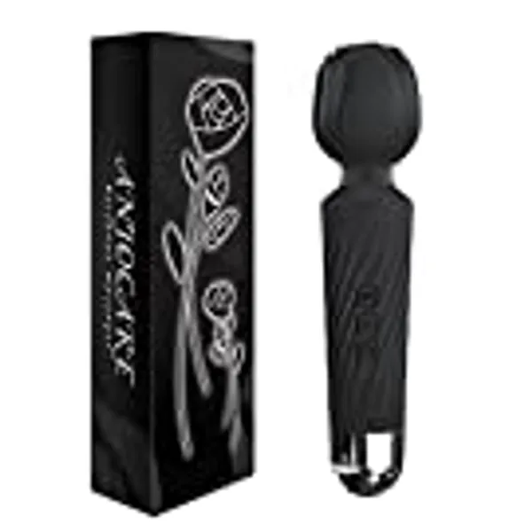 Masseur Personnelle - AnjoCare Electric Massager Sans fil avec 8 Ultra-Puissant Gamme de Vitesses et 20 Vibrations - USB Rechargeable Thérapie Massage Tool Nuque Epaule Dos(Noir)