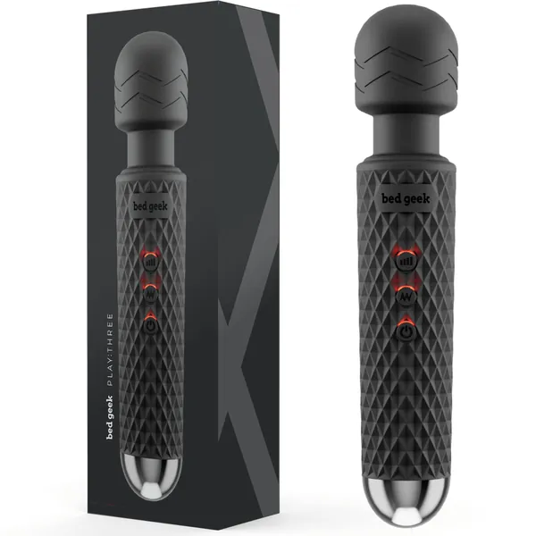 Wand Masseur Avec Fonction Mémoire par bed geek Électrique Sans Fil en Silicone Douce Pour la Peau 20 Motifs 8 Vitesses (Noir Pack)