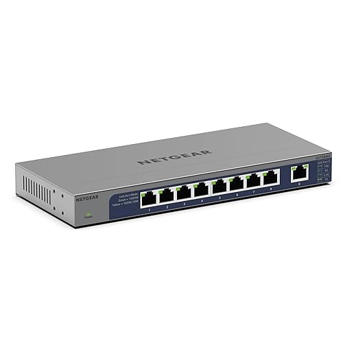 NETGEAR 8-Port 1G/10G Multi-Gigabit Ethernet Unmanaged Switch (GS108MX) - with 1 x 10G/Multi-gig SFP+, Desktop or Rackmount, and Limited Lifetime Protection - 8 Port | 1 x 10G Uplink