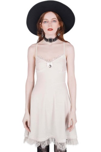 Moonstruck Velvet Skater Dress [Ivory] Resurrect