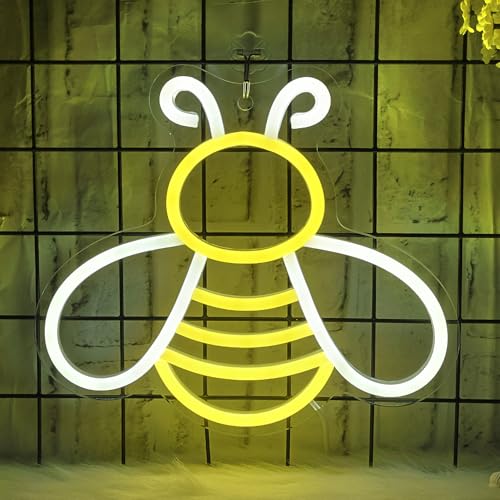 CoolGift Mart Bee Neon Sign - Dimmable Honey Neon Light Wall Decor, Birthday Party Decorations for Home, Patio, Garden, Bars, Hotels, Stores - Gift for Friends, Family, and Kids