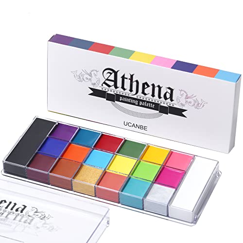 UCANBE Athena Face Body Paint Oil Palette, Professional Flash Non Toxic Safe Tattoo Halloween FX Party Artist Fancy Makeup Painting Kit For Kids and Adult - Athena Painting Palette