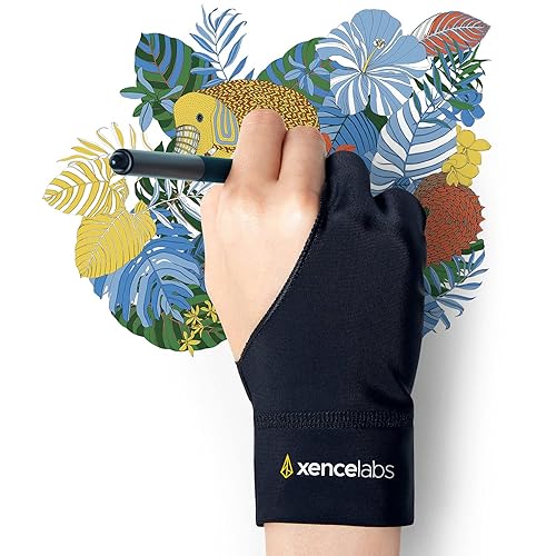 XENCELABS, Artist Glove, Drawing Glove Left Right Hand for Drawing Tablet, 2 Finger Glove for Drawing, Black Size L - Large