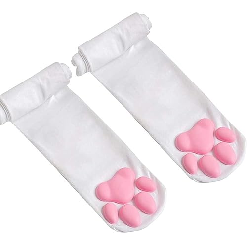 Cat Paw Pad Socks Tights Knee High Socks Thigh High Stockings Pink 3D Cute Cat's Claw Stockings