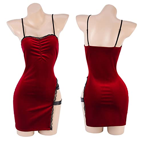 USERCOS Evil 4 Ada Wong Cosplay Costume Embroidered Cheongsam Dress Red Sexy Halloween Carnival - A - Large