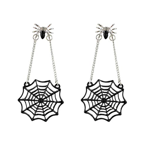 BESPORTBLE 1 Pair Black Creative Spider Dangler Exaggerated Tassel Earrings Fashion Alloy Earrings Spider Web Jewelry Decor for Women Girls Halloween Accessories