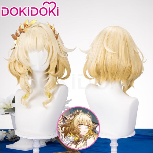 DokiDoki Game Honkai: Star Rail Cosplay Aglaea Wig Short Golden Trichiasis Hair | Wig Only-Order Processing Time Refer to Description Page