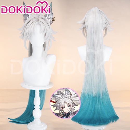 【US LOCAL SHIPPING 】DokiDoki Game Honkai: Star Rail Cosplay Feixiao Wig Long Straight Grey Blue Hair Fei Xiao | Wig Only