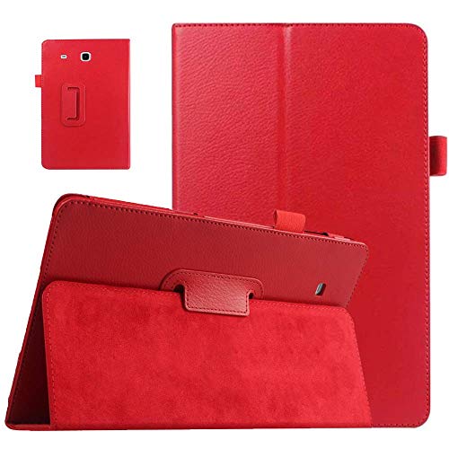 EKVINOR Galaxy Tab E 9.6 Case - Slim Leather Stand Folio Case Cover for Samsung Galaxy Tab E 9.6 Inch Tablet (Fit All Versions SM-T560 T561 T565 and SM-T567V) - Red - Red