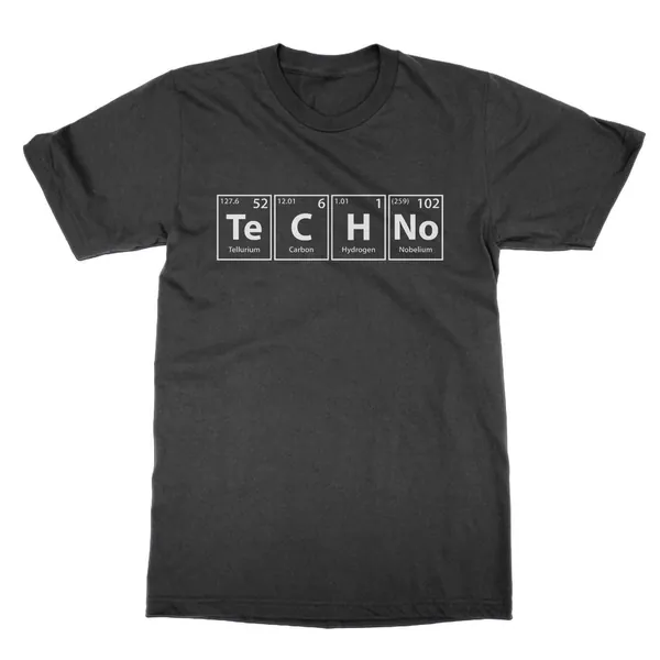 Techno Elements t shirt, music rave party raver chemistry science